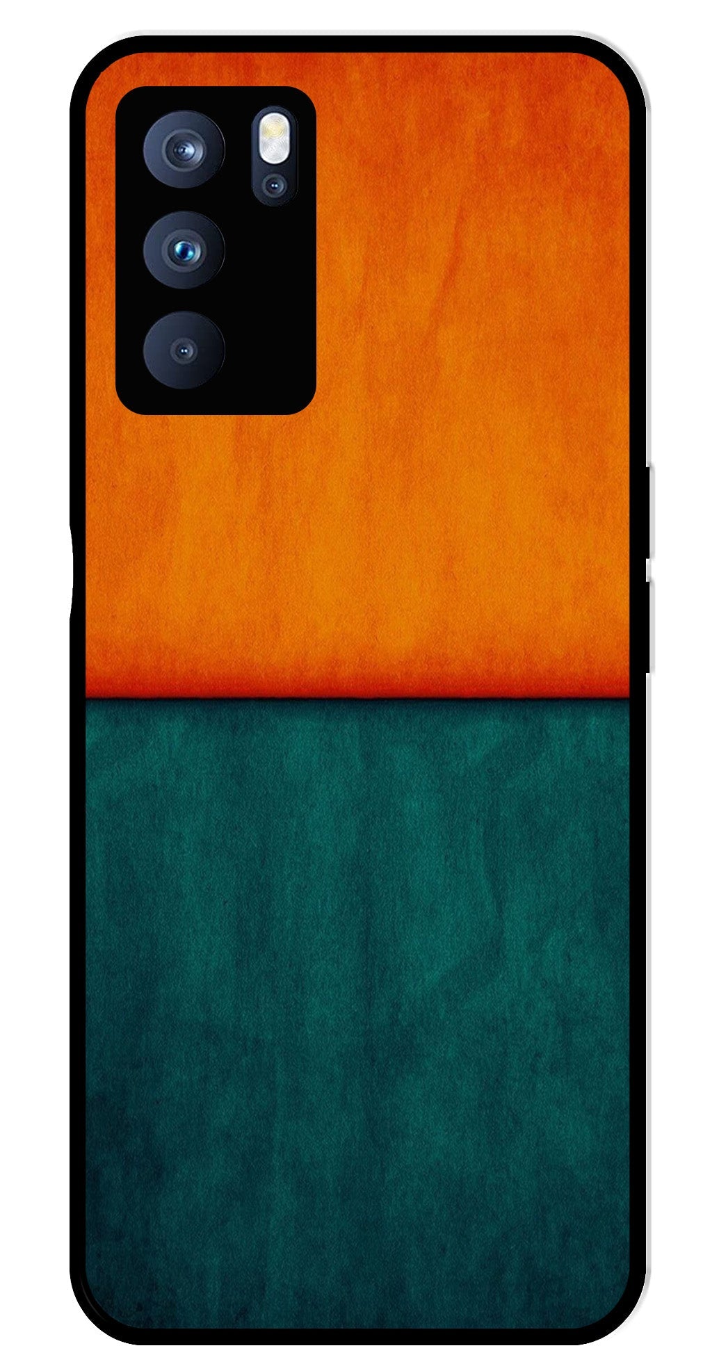 Orange Green Pattern Metal Mobile Case for Oppo Reno 6 Pro 5G   (Design No -45)
