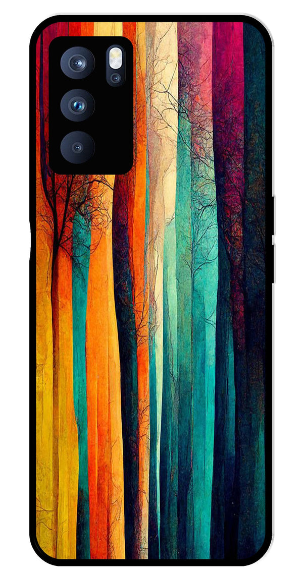 Modern Art Colorful Metal Mobile Case for Oppo Reno 6 Pro 5G   (Design No -47)