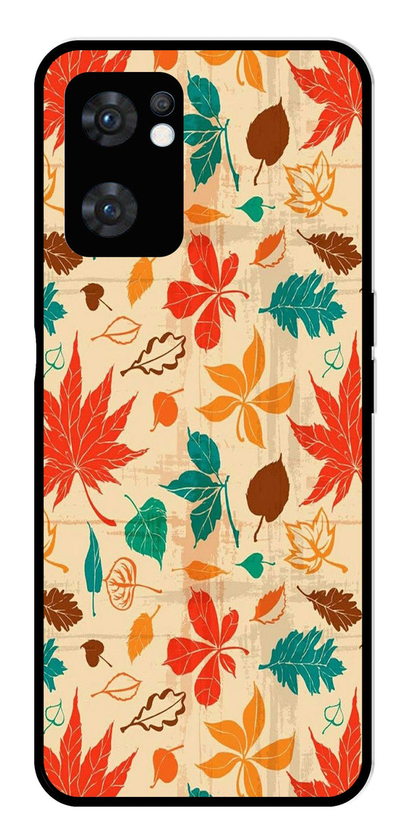 Leafs Design Metal Mobile Case for Oppo Reno 7 5G   (Design No -14)