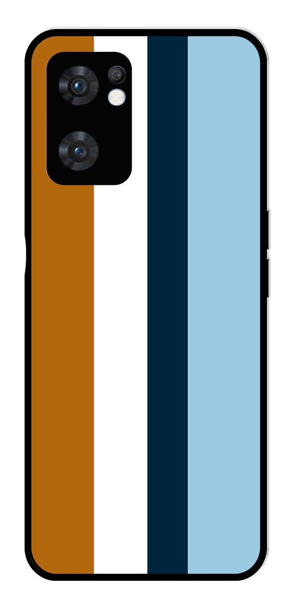 MultiColor Pattern Metal Mobile Case for Oppo Reno 7 5G   (Design No -17)