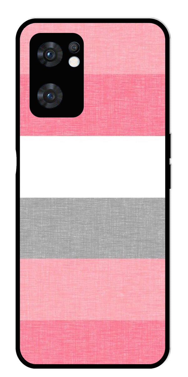 Pink Pattern Metal Mobile Case for Oppo Reno 7 5G   (Design No -23)
