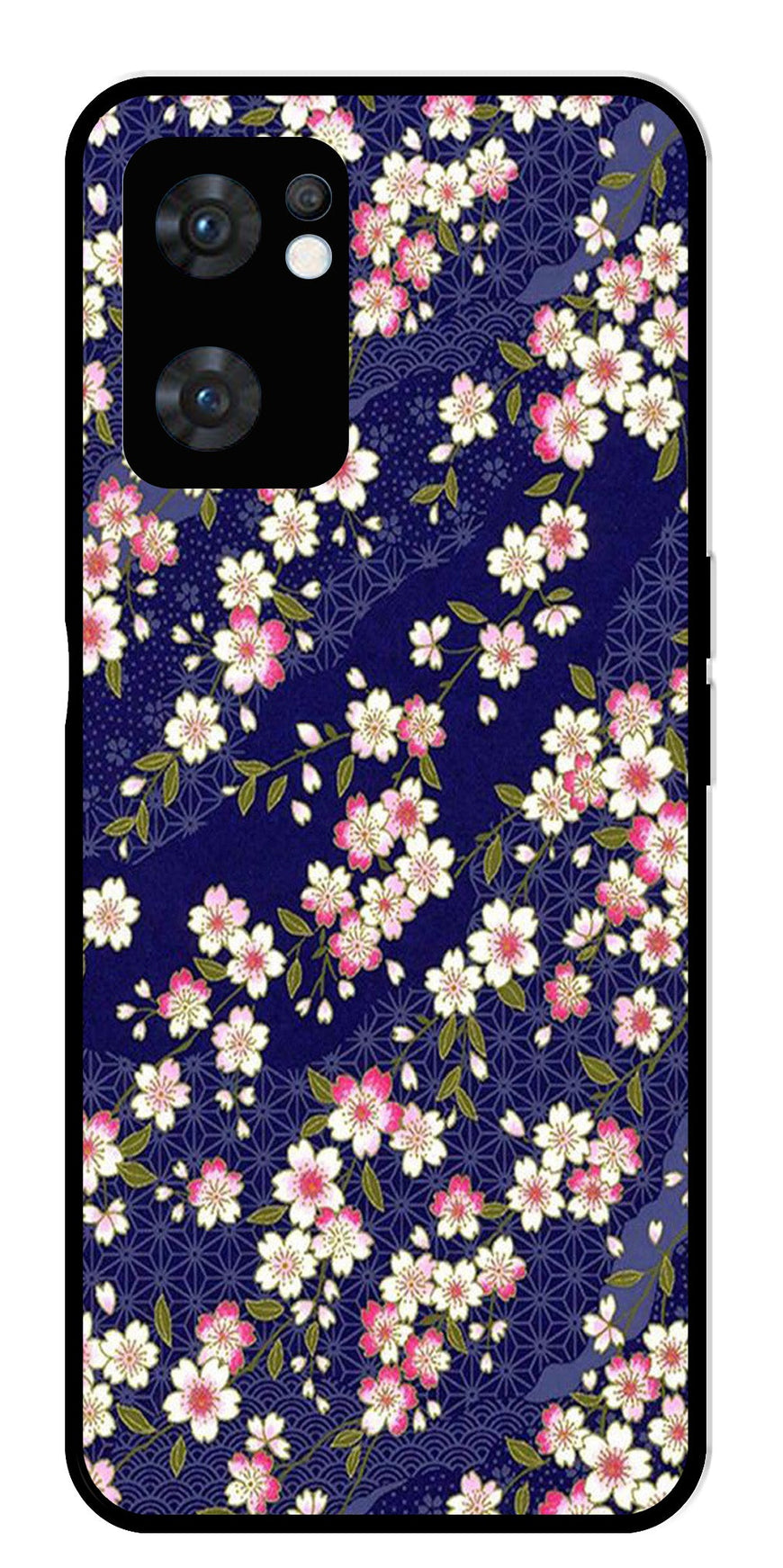 Flower Design Metal Mobile Case for Oppo Reno 7 5G   (Design No -25)