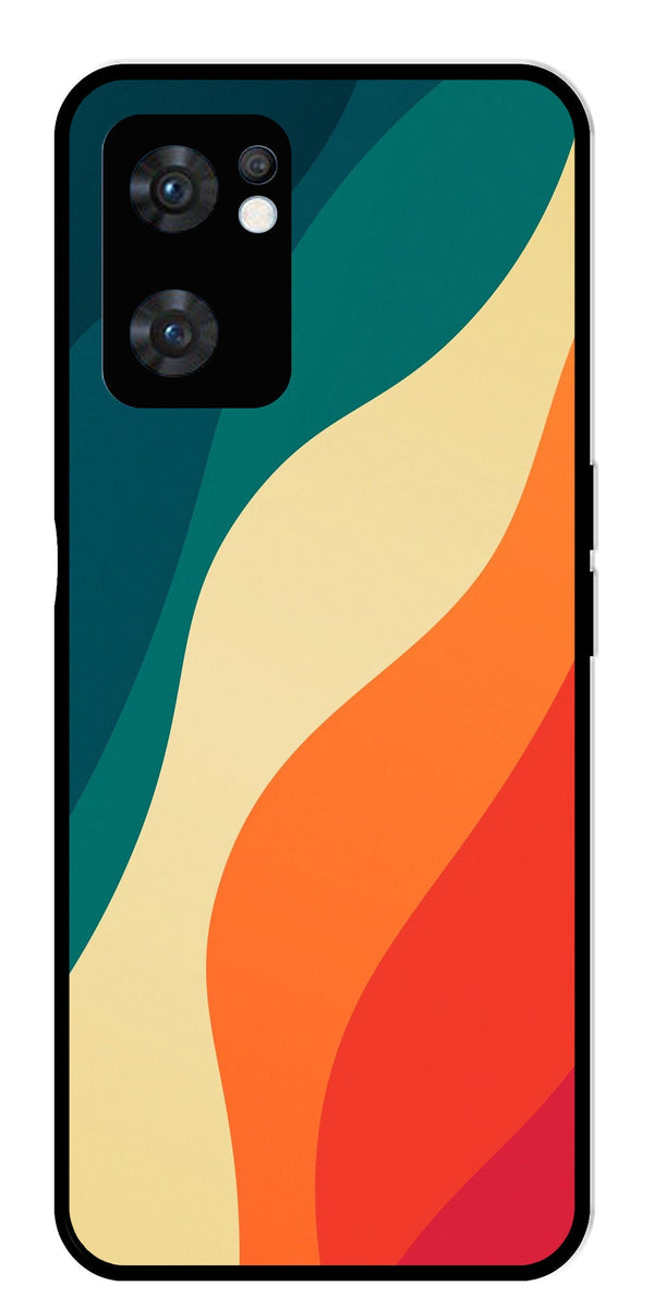 Muted Rainbow Metal Mobile Case for Oppo Reno 7 5G   (Design No -39)