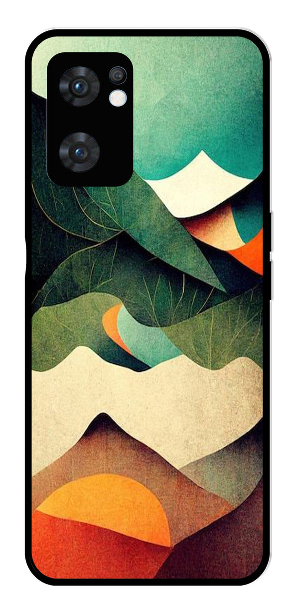 MultiColor Pattern Metal Mobile Case for Oppo Reno 7 5G   (Design No -43)