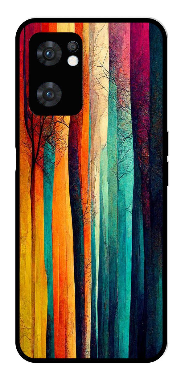 Modern Art Colorful Metal Mobile Case for Oppo Reno 7 5G   (Design No -47)