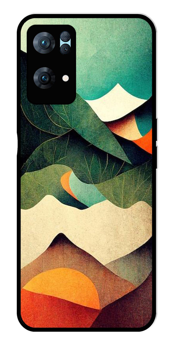 MultiColor Pattern Metal Mobile Case for Oppo Reno 7 Pro 5G   (Design No -43)