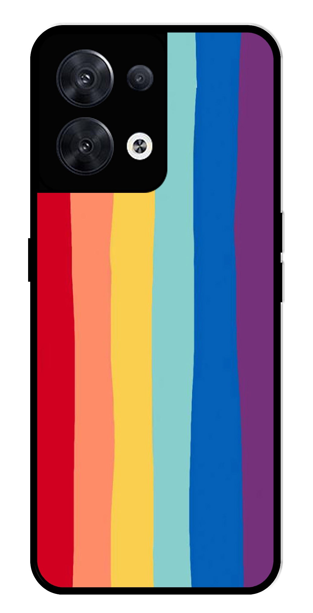 Rainbow MultiColor Metal Mobile Case for Oppo Reno 8 5G   (Design No -03)