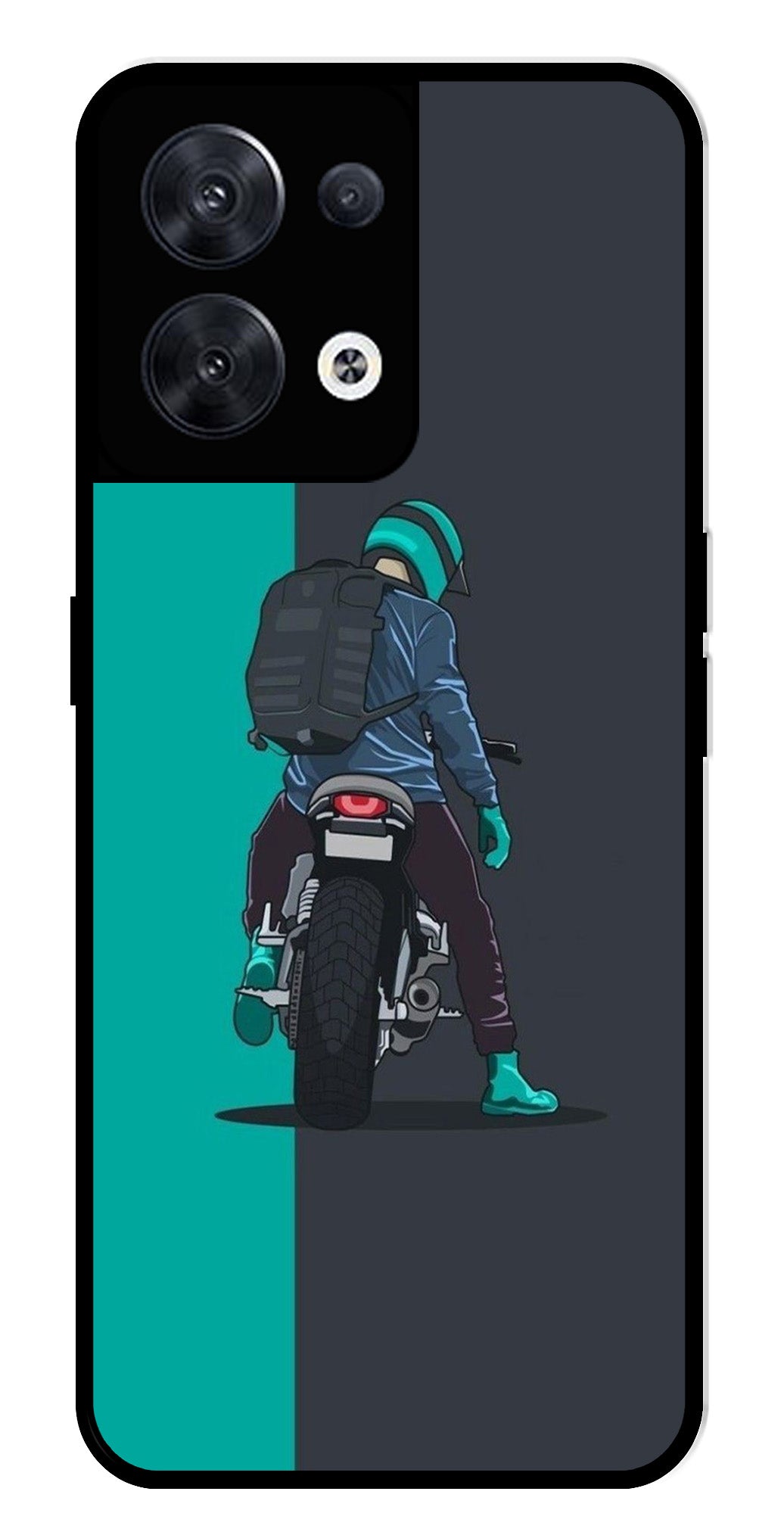Bike Lover Metal Mobile Case for Oppo Reno 8 5G   (Design No -05)