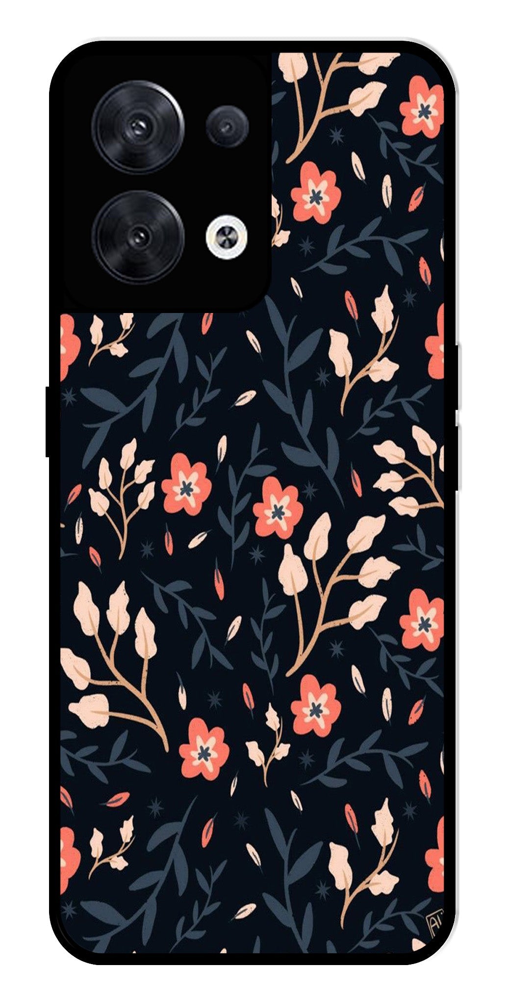 Floral Pattern Metal Mobile Case for Oppo Reno 8 5G   (Design No -10)
