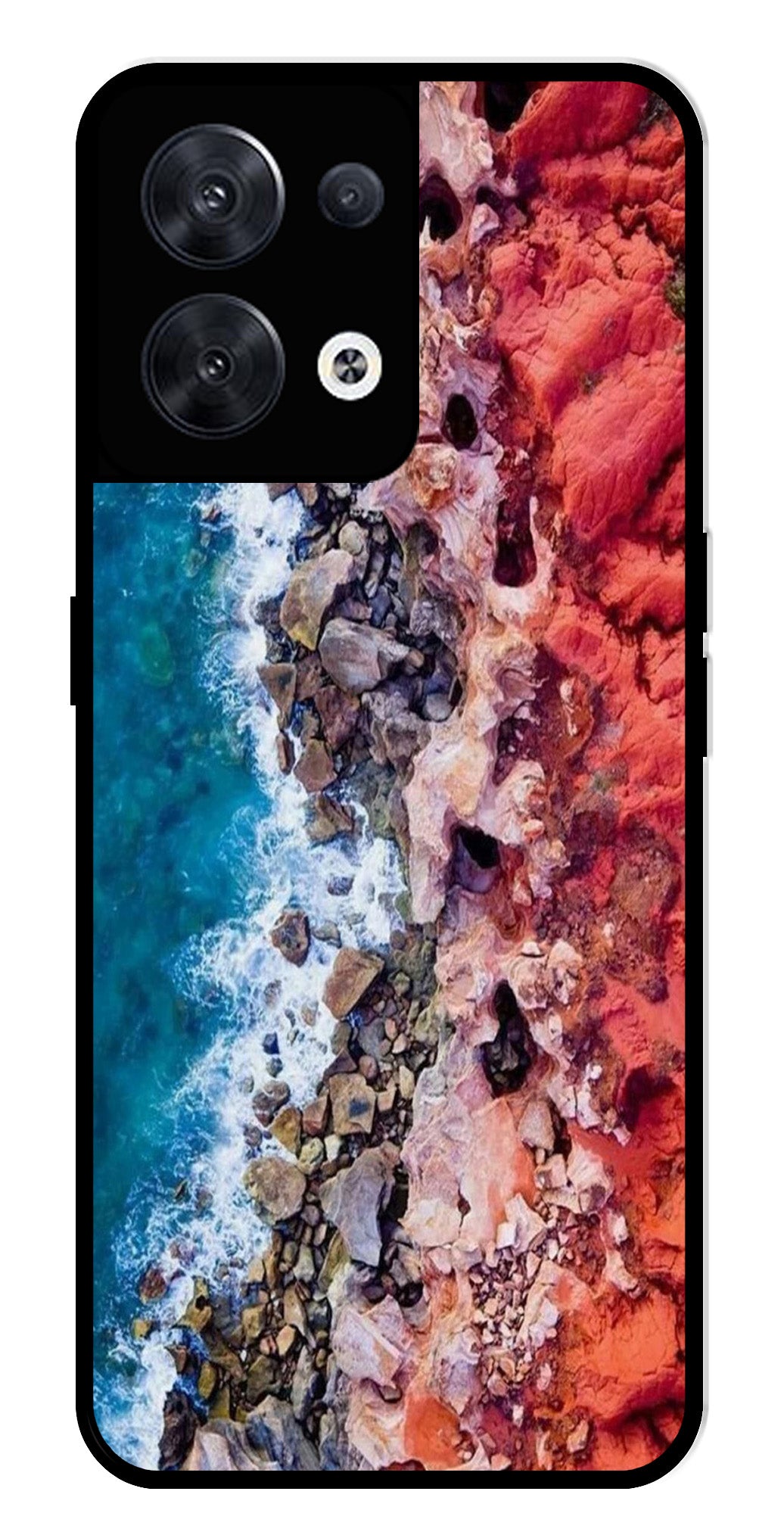 Sea Shore Metal Mobile Case for Oppo Reno 8 5G   (Design No -18)