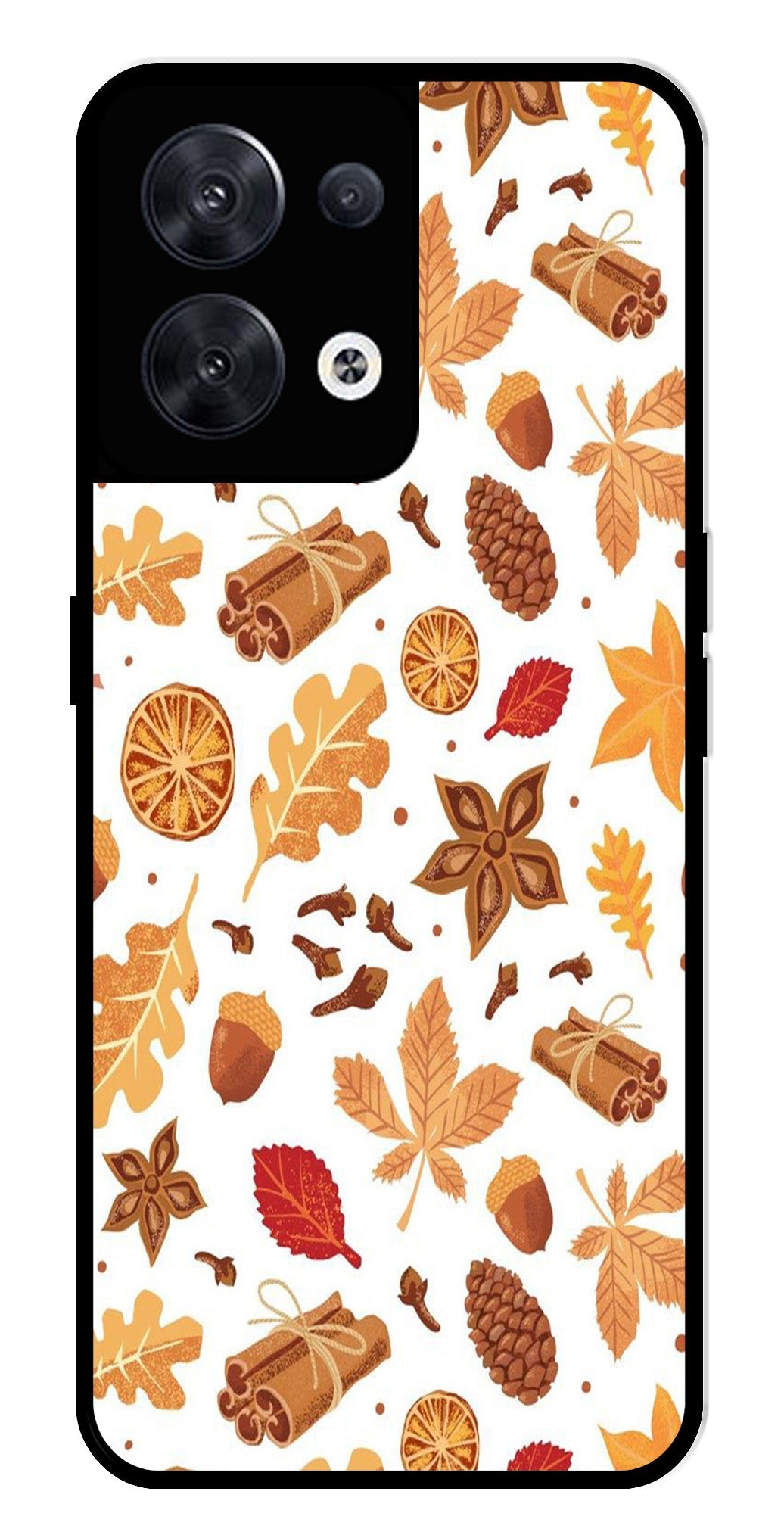 Autumn Leaf Metal Mobile Case for Oppo Reno 8 5G   (Design No -19)