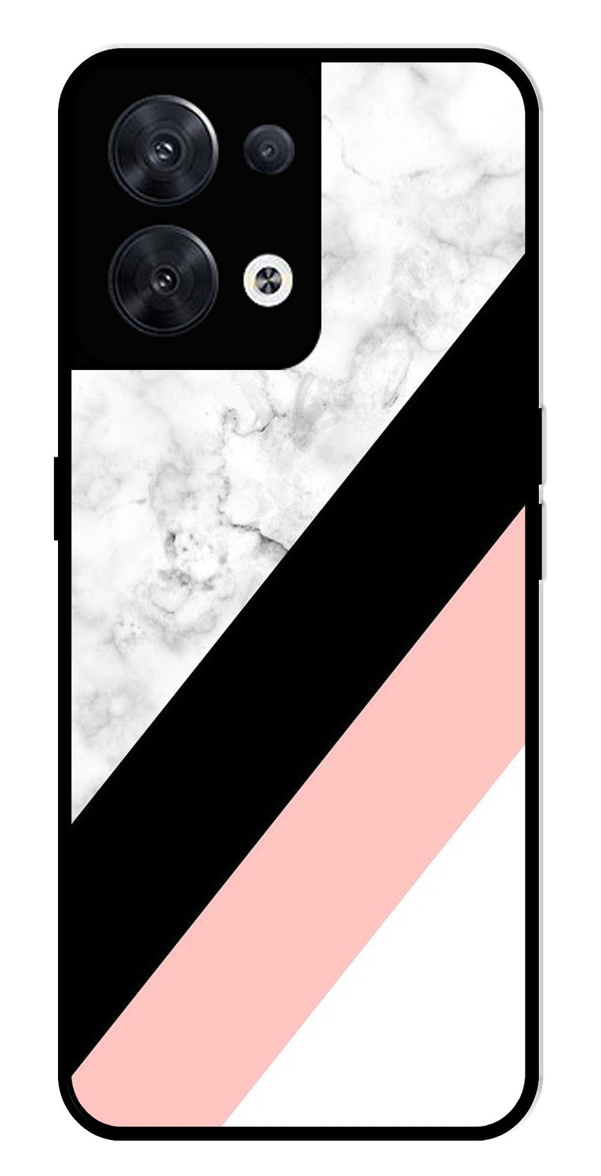 Marble Design Metal Mobile Case for Oppo Reno 8 5G   (Design No -24)