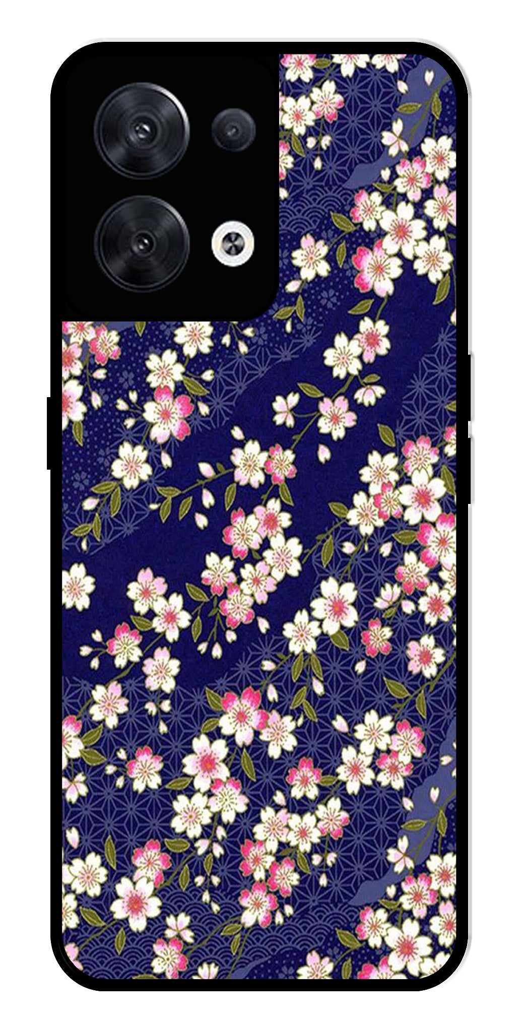 Flower Design Metal Mobile Case for Oppo Reno 8 5G   (Design No -25)