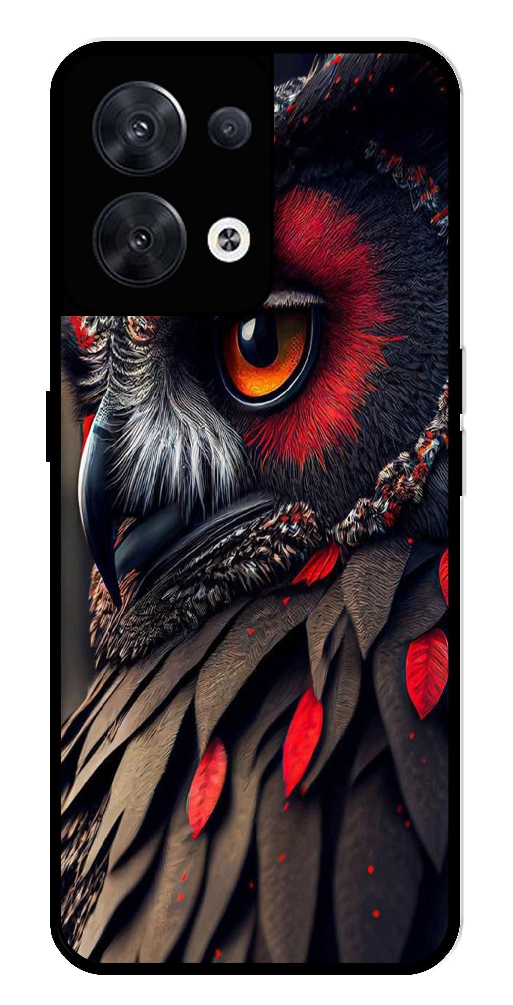 Owl Design Metal Mobile Case for Oppo Reno 8 5G   (Design No -26)
