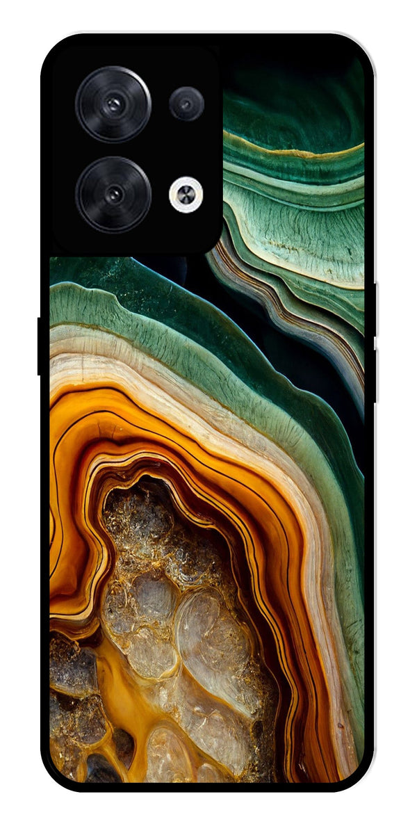 Marble Design Metal Mobile Case for Oppo Reno 8 5G   (Design No -28)