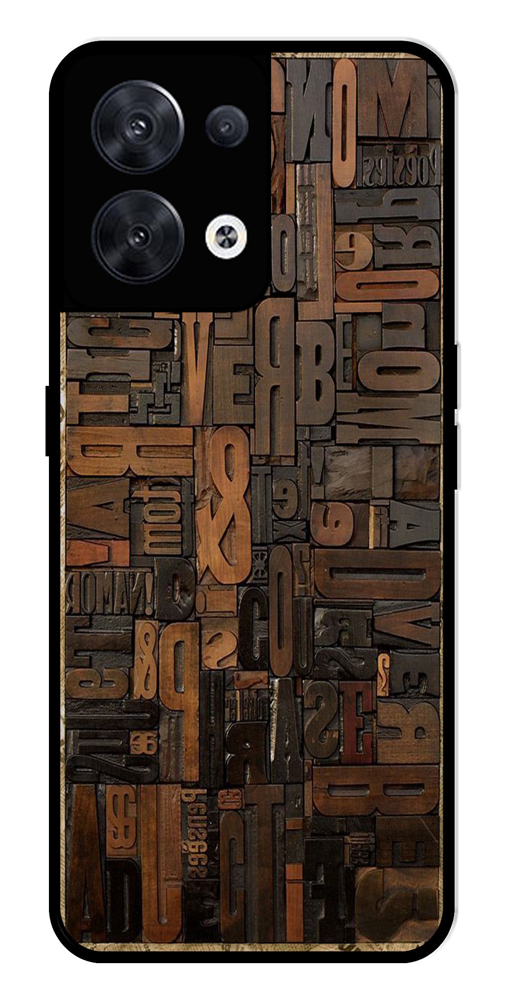 Alphabets Metal Mobile Case for Oppo Reno 8 5G   (Design No -32)