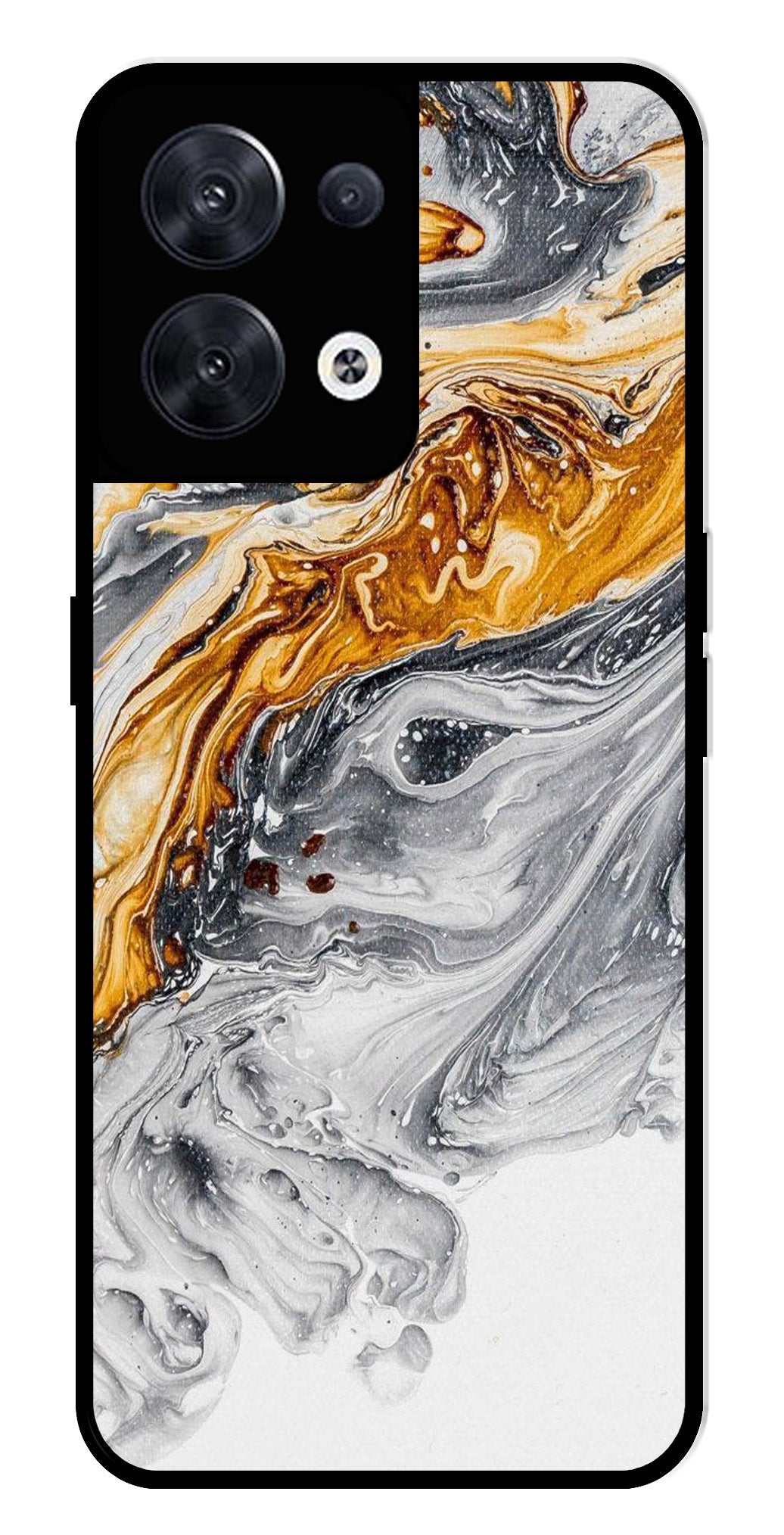 Marble Pattern Metal Mobile Case for Oppo Reno 8 5G   (Design No -36)