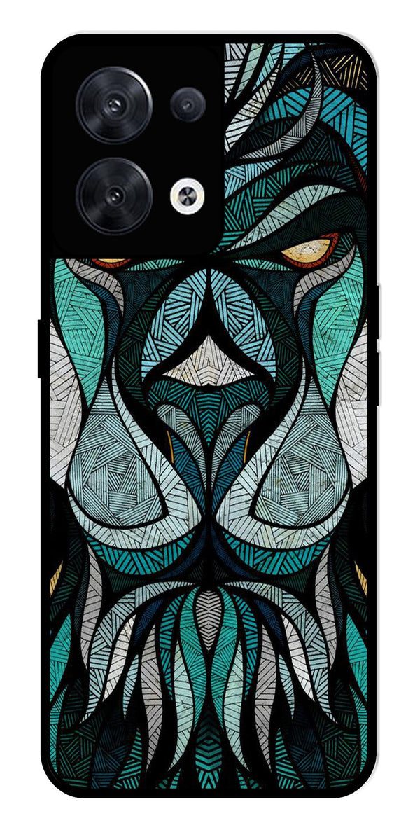 Lion Pattern Metal Mobile Case for Oppo Reno 8 5G   (Design No -40)