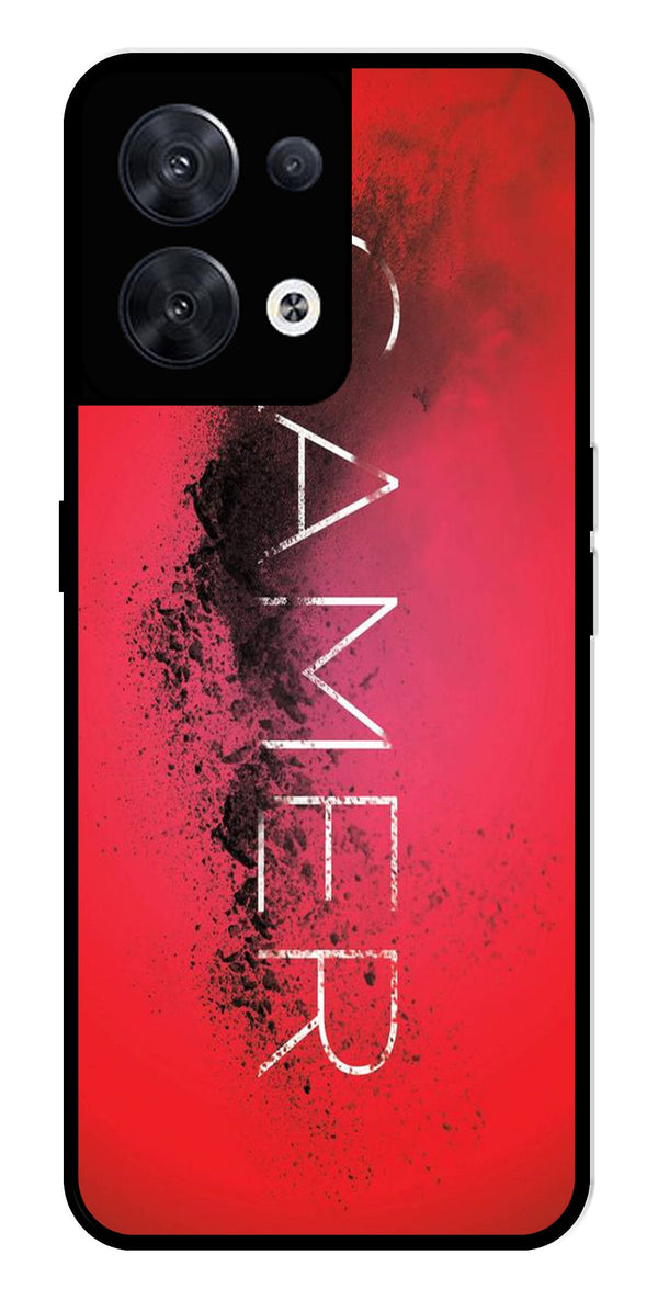 Gamer Pattern Metal Mobile Case for Oppo Reno 8 5G   (Design No -41)