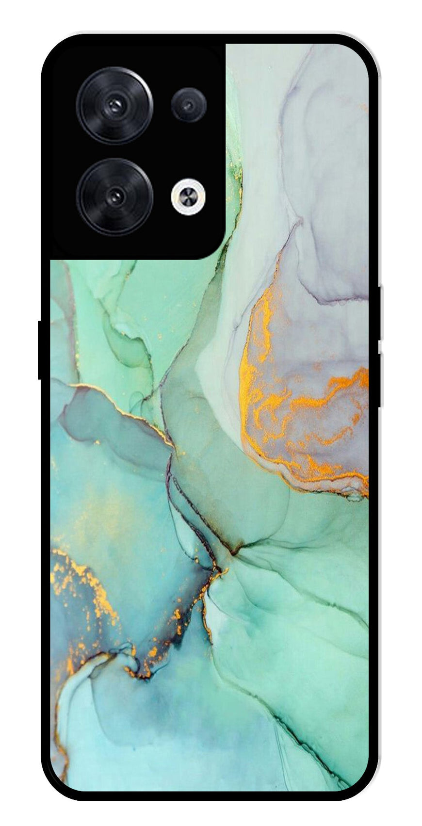Marble Design Metal Mobile Case for Oppo Reno 8 5G   (Design No -46)