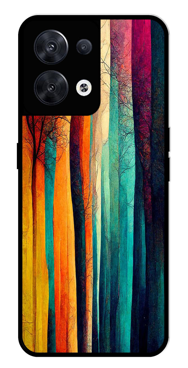Modern Art Colorful Metal Mobile Case for Oppo Reno 8 5G   (Design No -47)