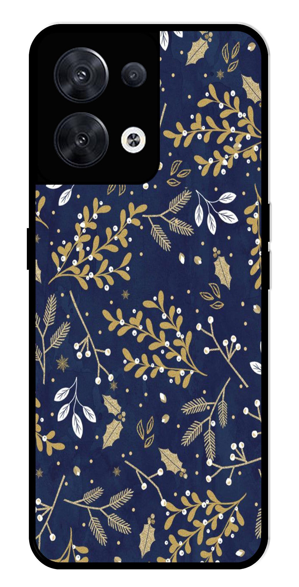 Floral Pattern  Metal Mobile Case for Oppo Reno 8 5G   (Design No -52)