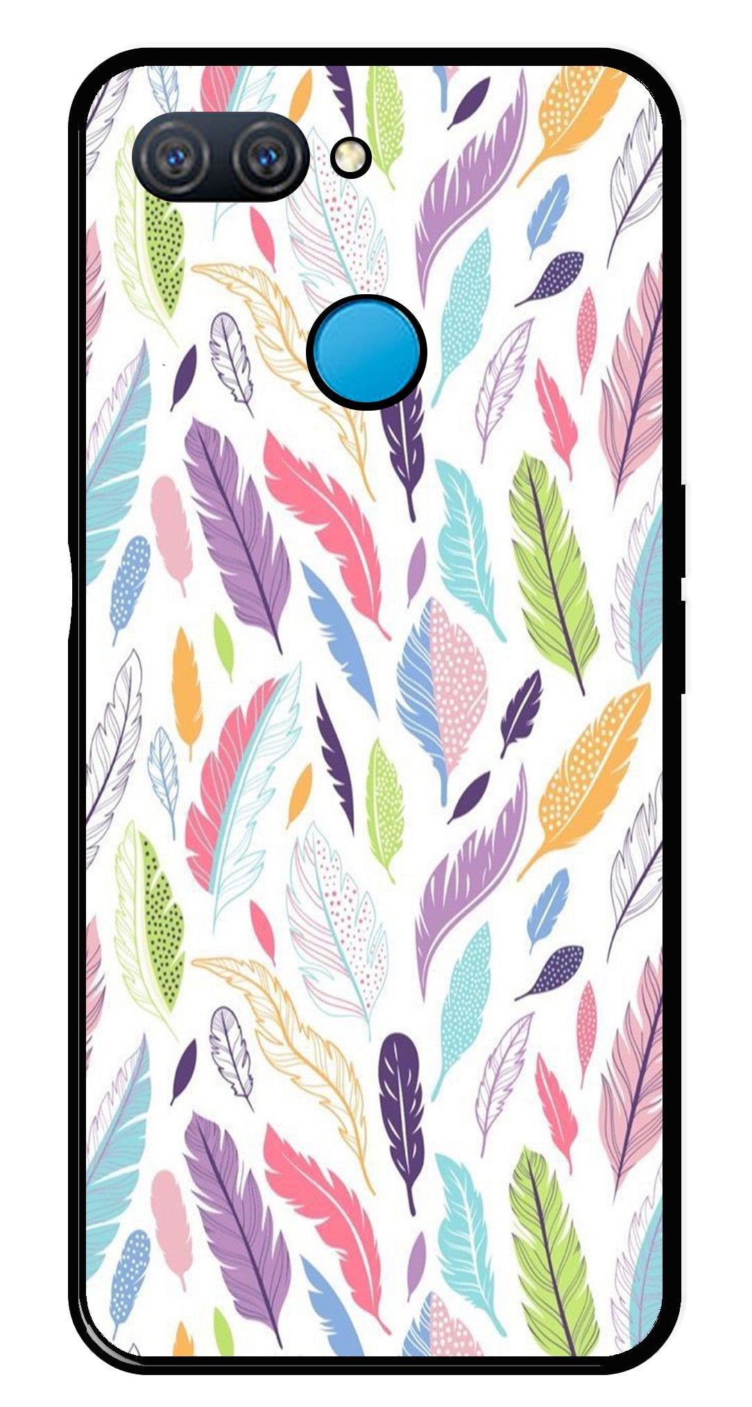 Colorful Feathers Metal Mobile Case for Oppo A11K   (Design No -06)