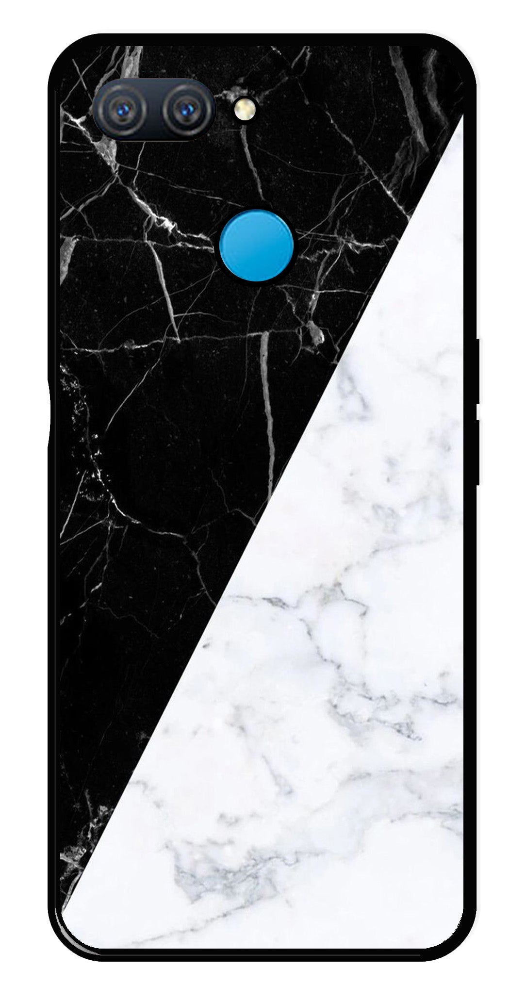 Black White Marble Design Metal Mobile Case for Oppo A11K   (Design No -09)