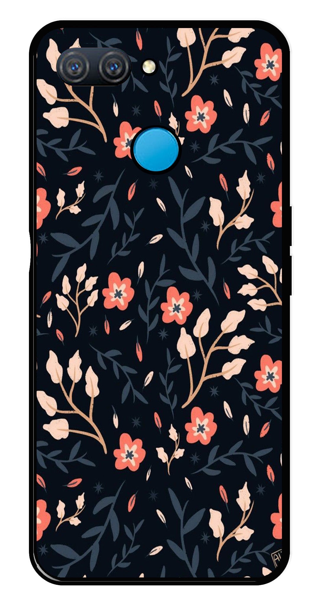 Floral Pattern Metal Mobile Case for Oppo A11K   (Design No -10)