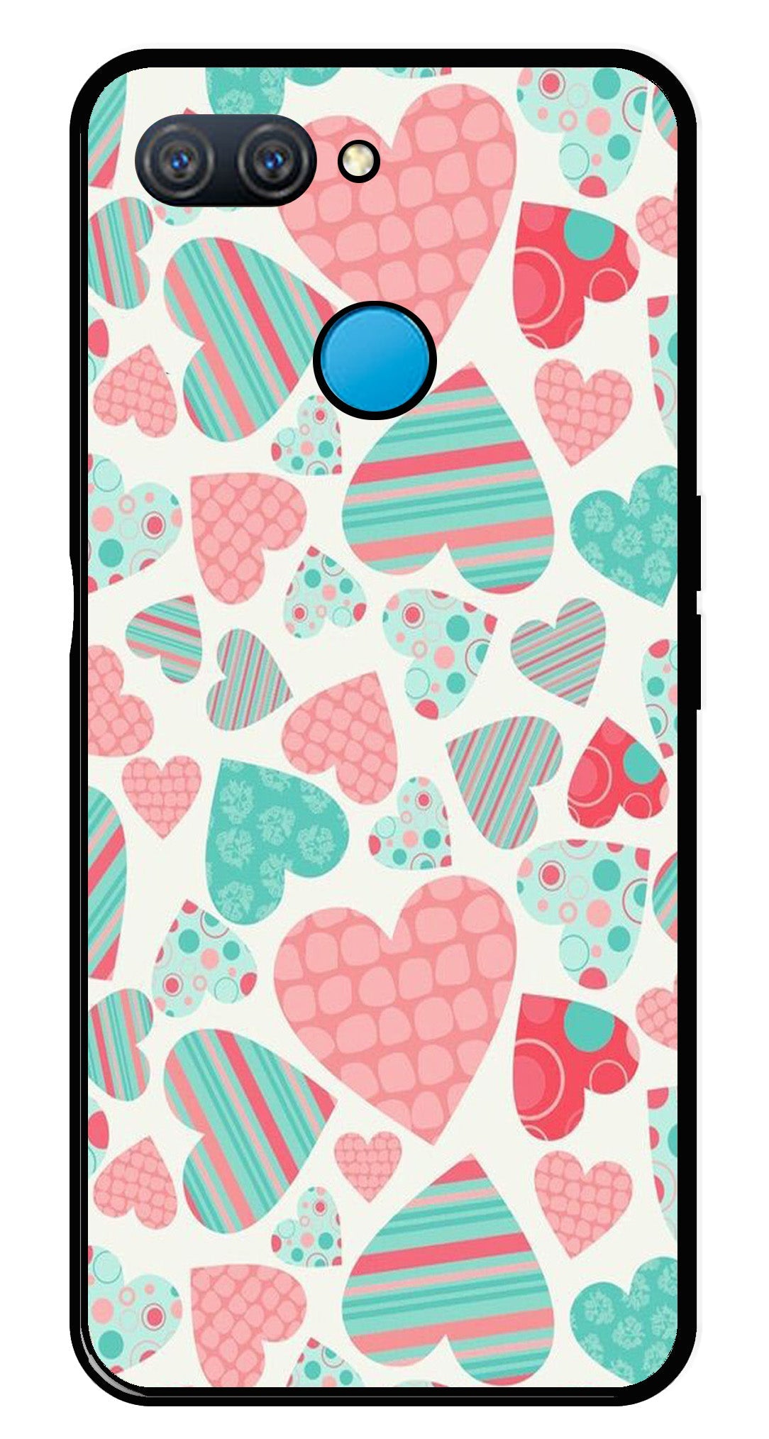 Hearts Pattern Metal Mobile Case for Oppo A11K   (Design No -22)