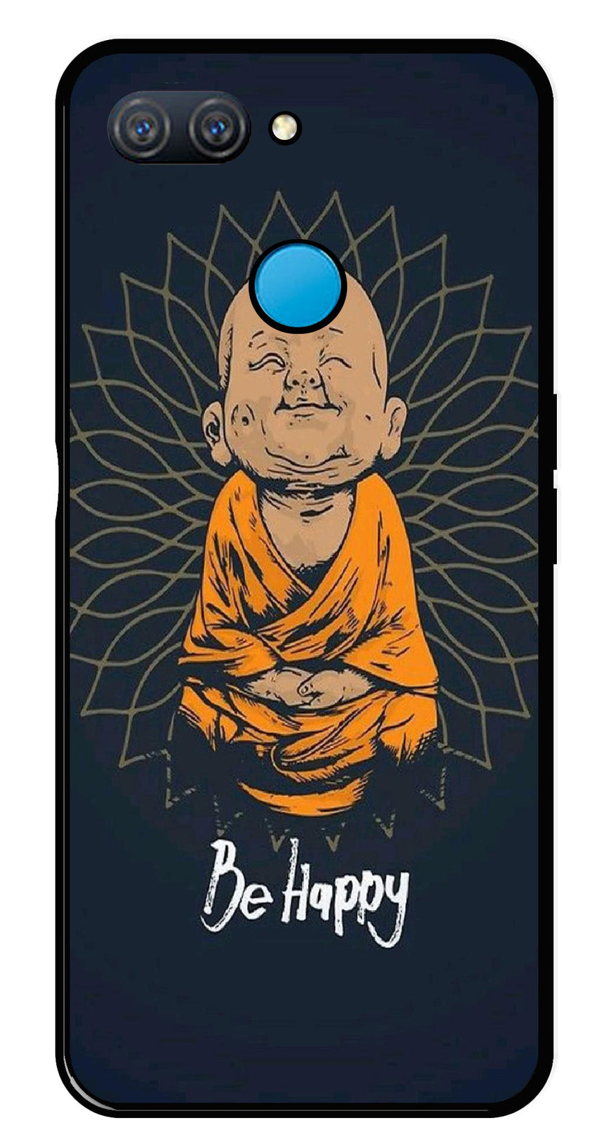 Be Happy Metal Mobile Case for Oppo A11K   (Design No -27)