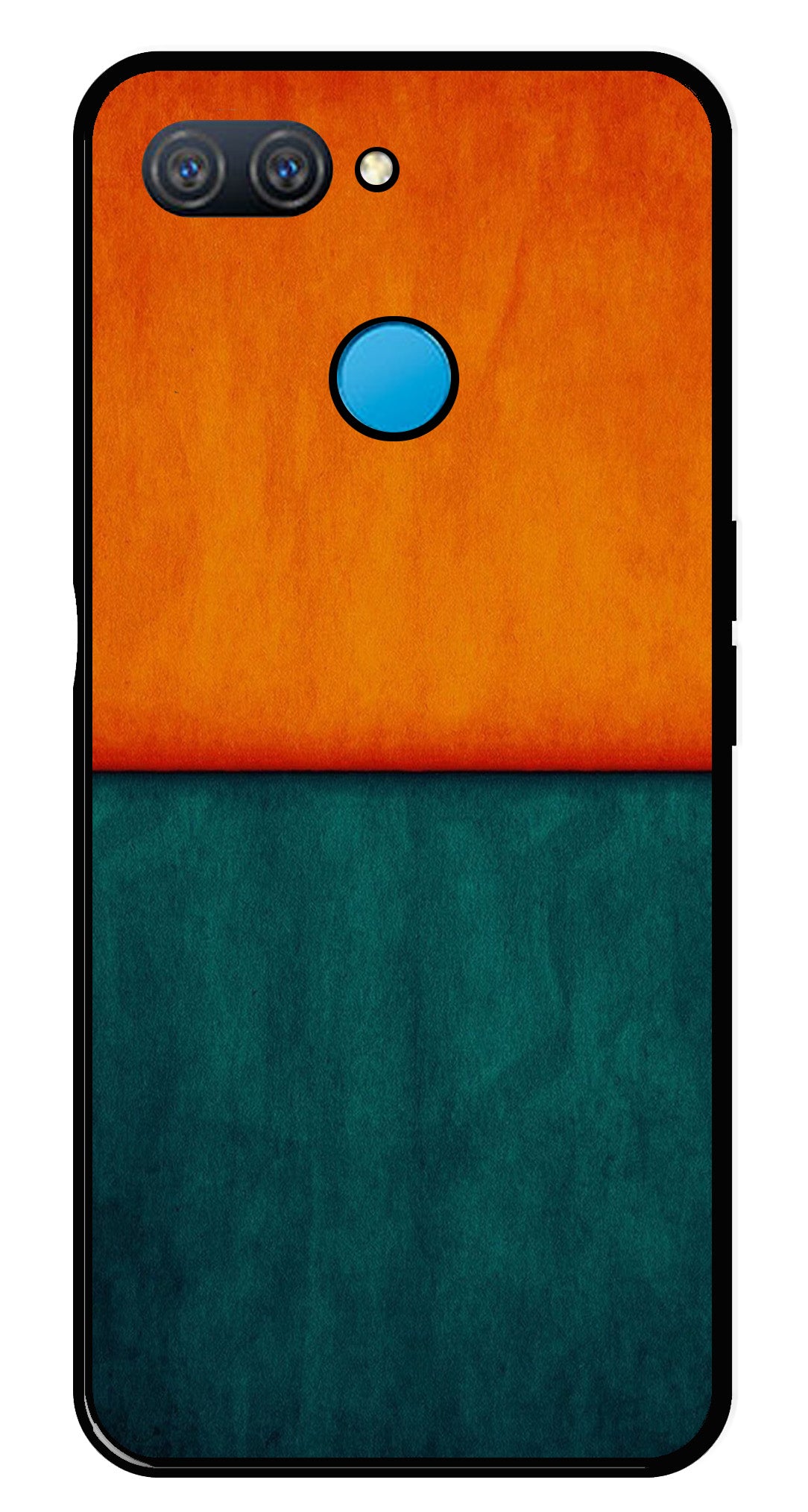 Orange Green Pattern Metal Mobile Case for Oppo A11K   (Design No -45)