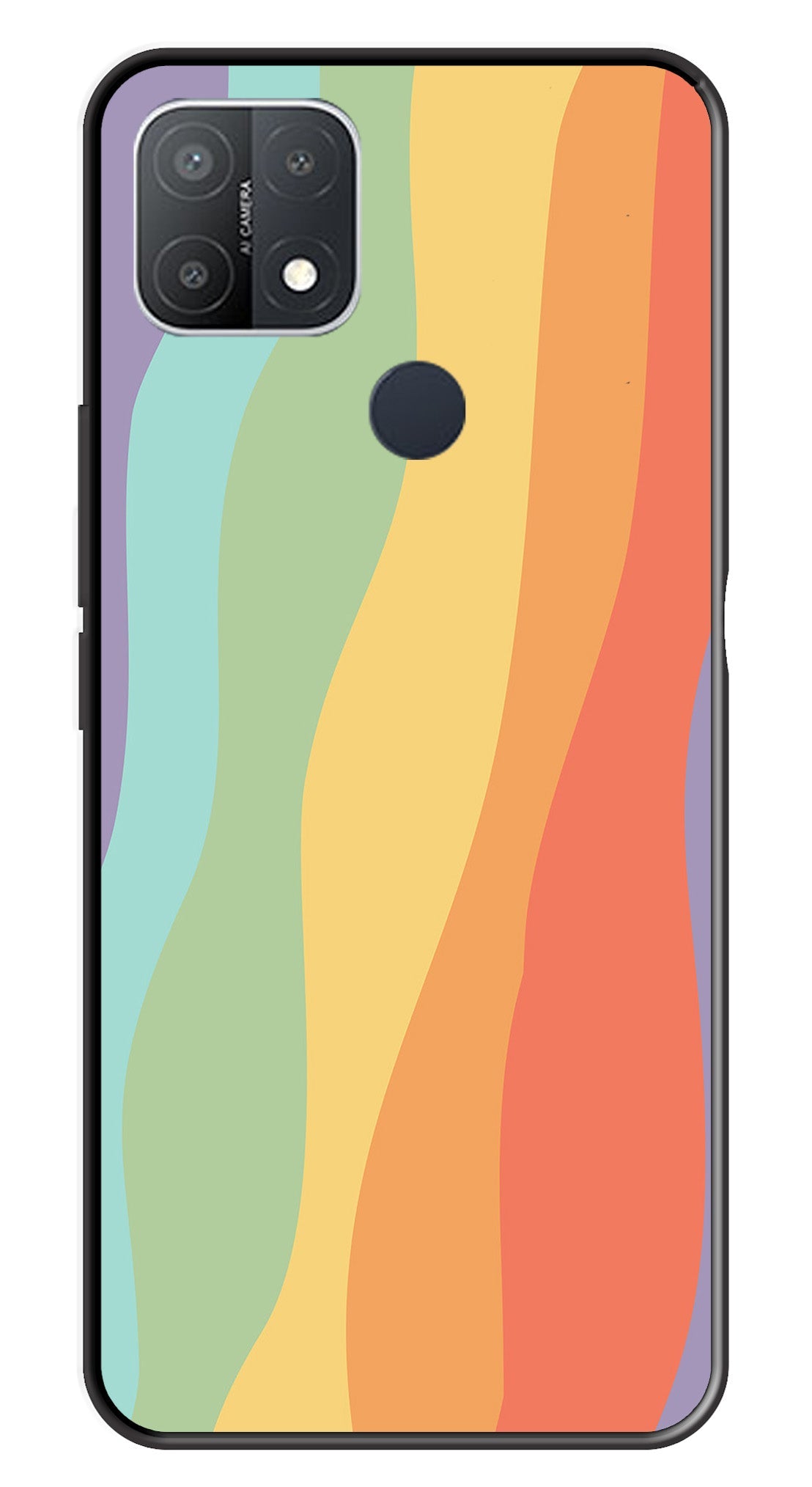 Muted Rainbow Metal Mobile Case for Oppo A15   (Design No -02)