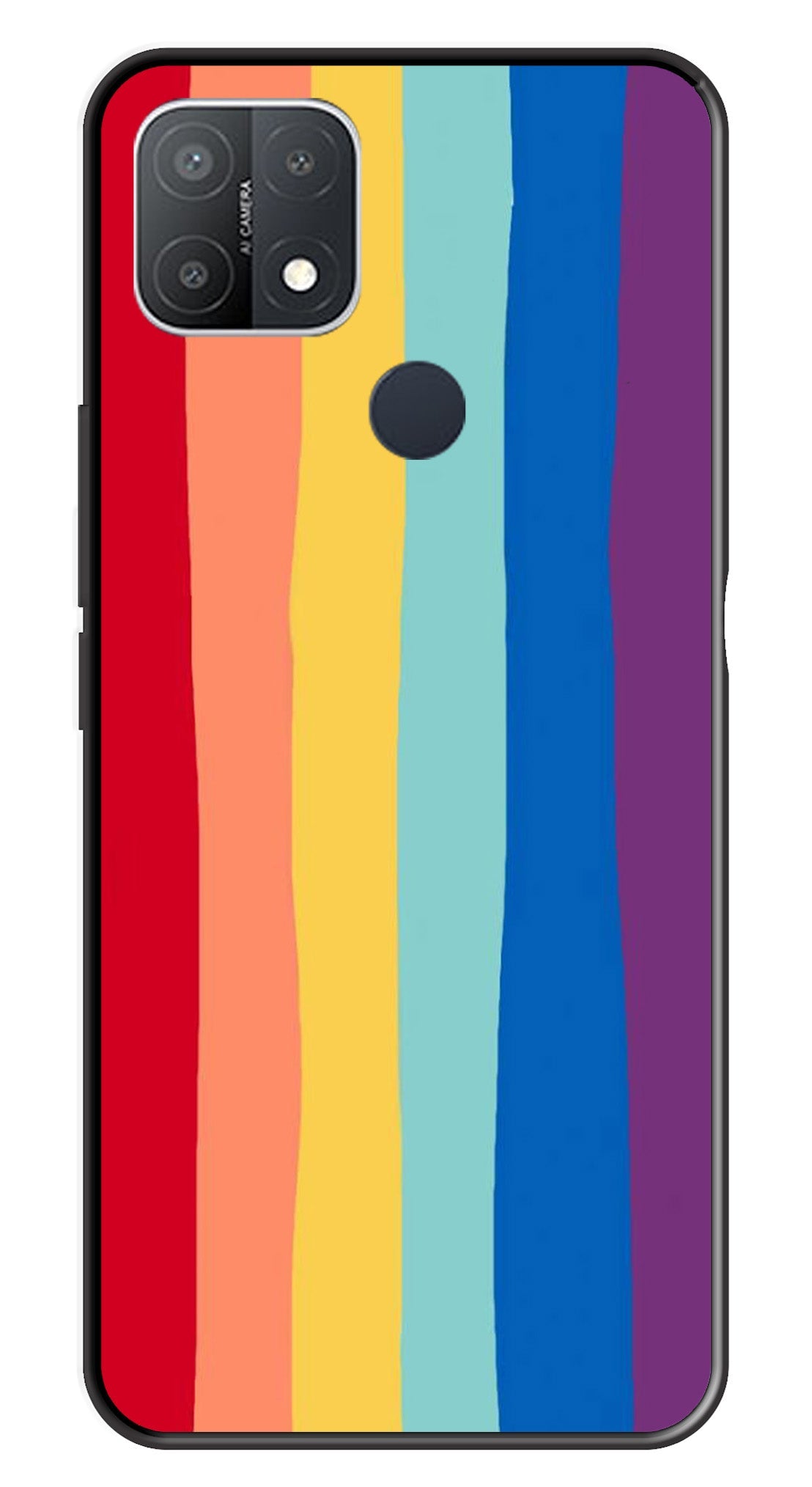 Rainbow MultiColor Metal Mobile Case for Oppo A15   (Design No -03)
