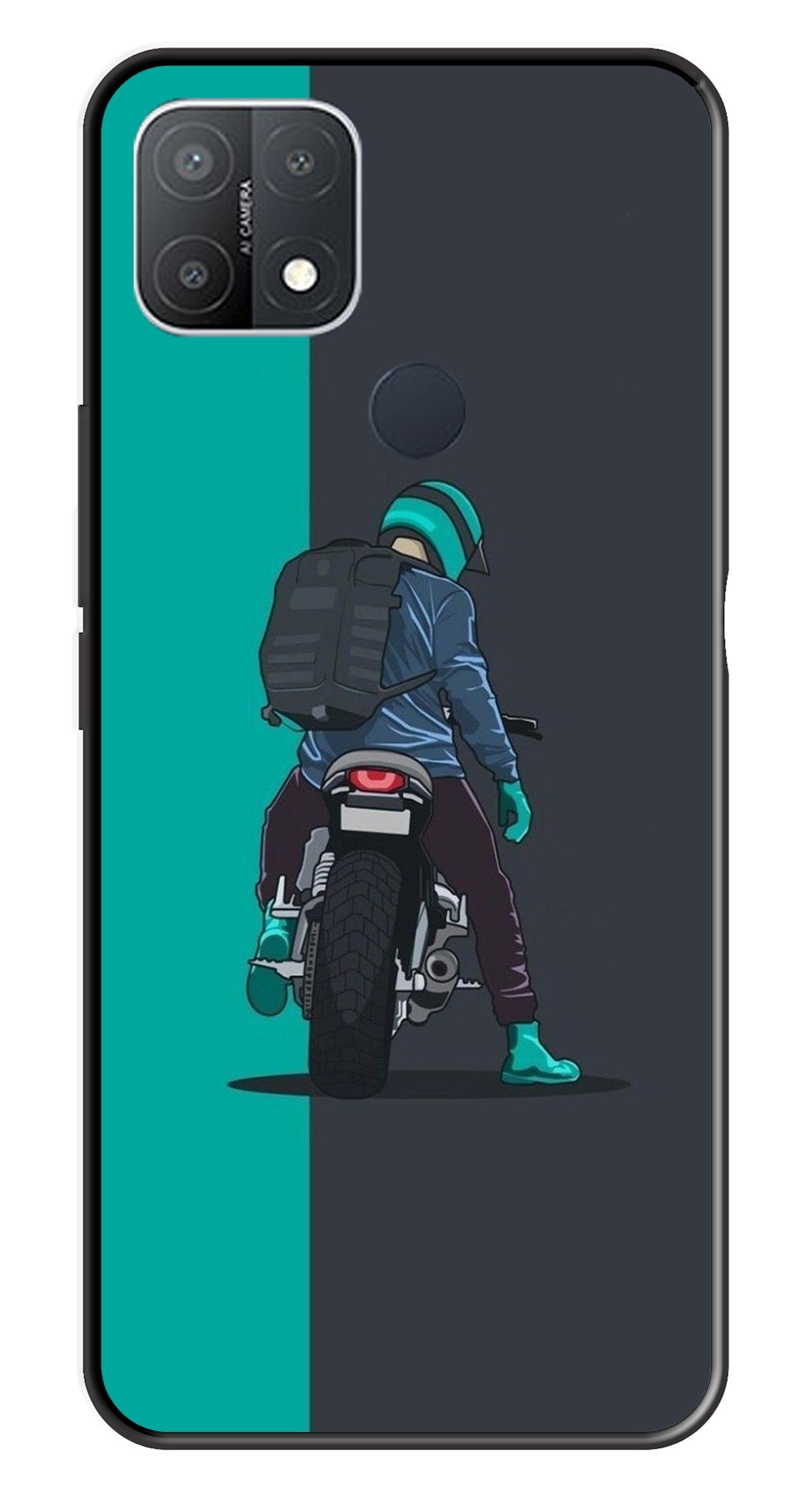 Bike Lover Metal Mobile Case for Oppo A15   (Design No -05)