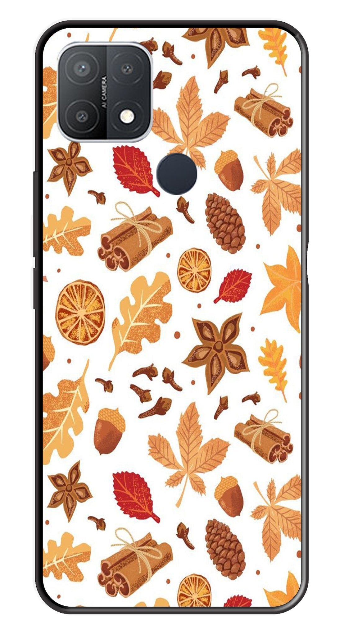 Autumn Leaf Metal Mobile Case for Oppo A15   (Design No -19)