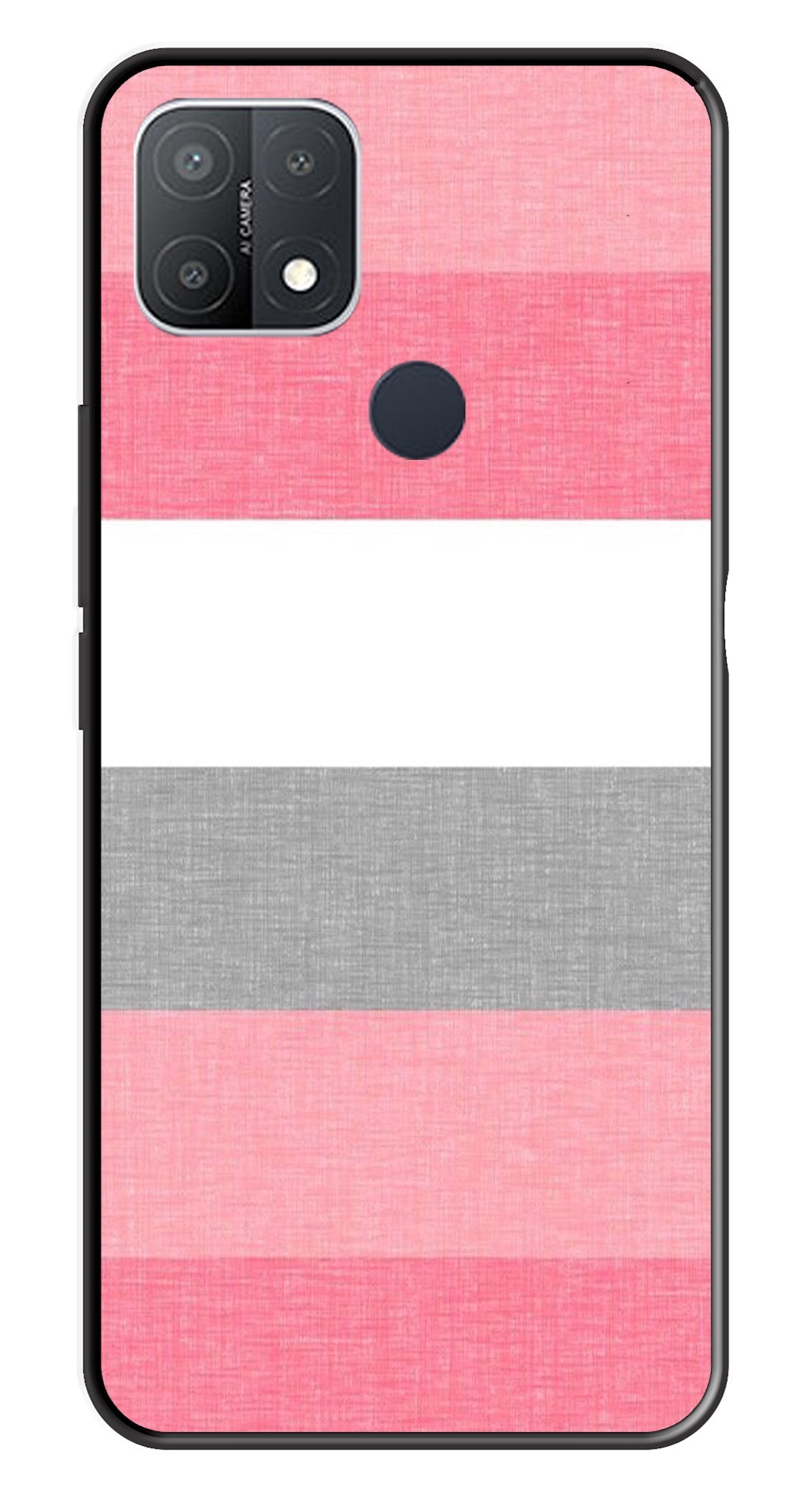 Pink Pattern Metal Mobile Case for Oppo A15   (Design No -23)