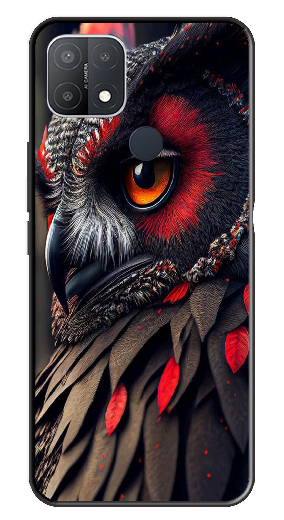 Owl Design Metal Mobile Case for Oppo A15   (Design No -26)