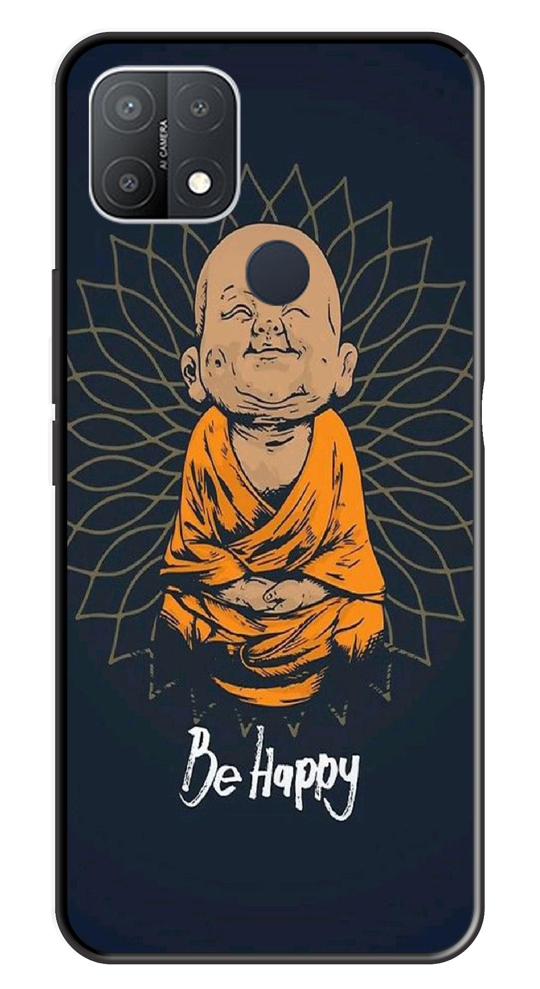 Be Happy Metal Mobile Case for Oppo A15   (Design No -27)