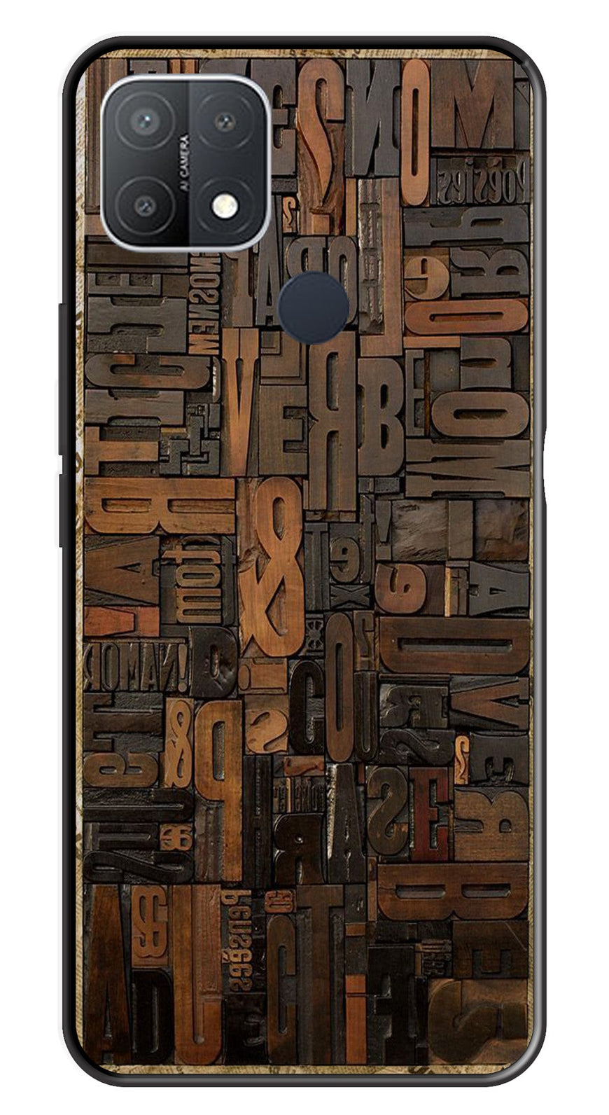Alphabets Metal Mobile Case for Oppo A15   (Design No -32)