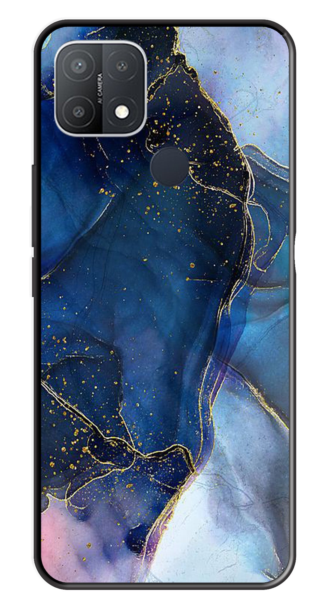 Blue Marble Metal Mobile Case for Oppo A15   (Design No -34)