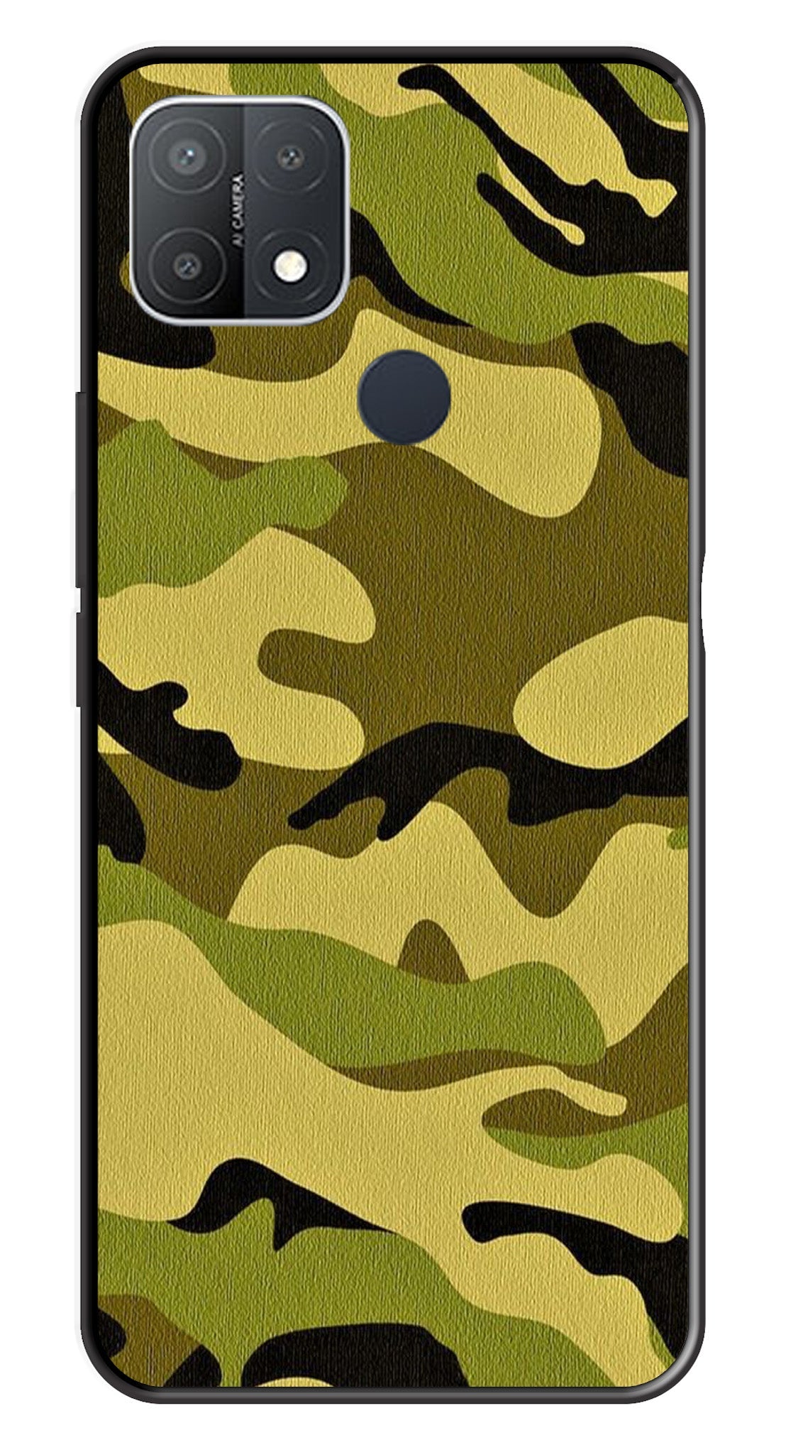 Army Pattern Metal Mobile Case for Oppo A15   (Design No -35)