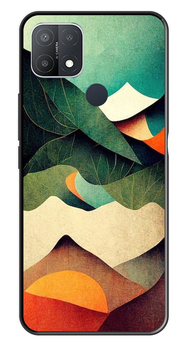 MultiColor Pattern Metal Mobile Case for Oppo A15   (Design No -43)