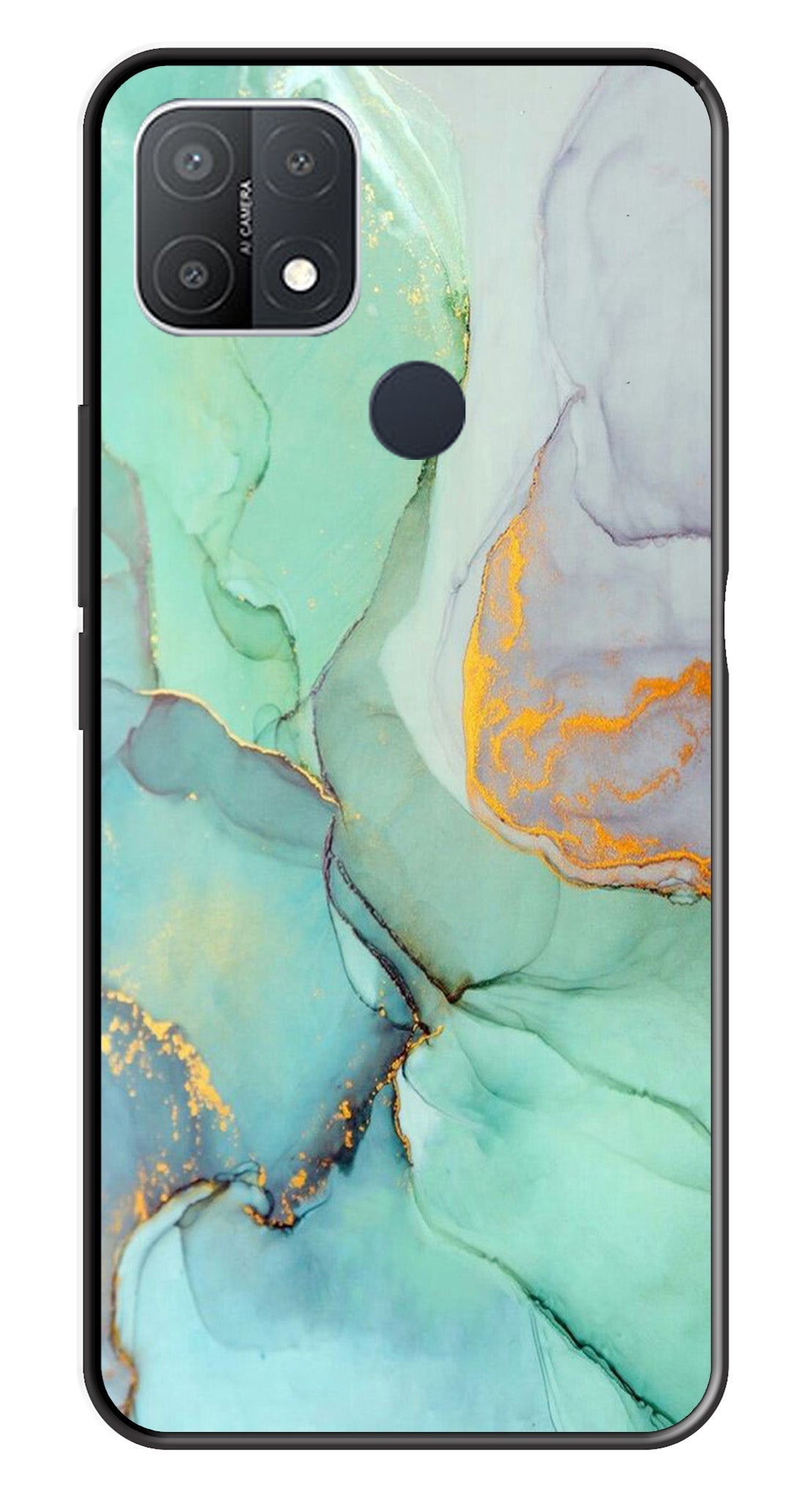 Marble Design Metal Mobile Case for Oppo A15   (Design No -46)