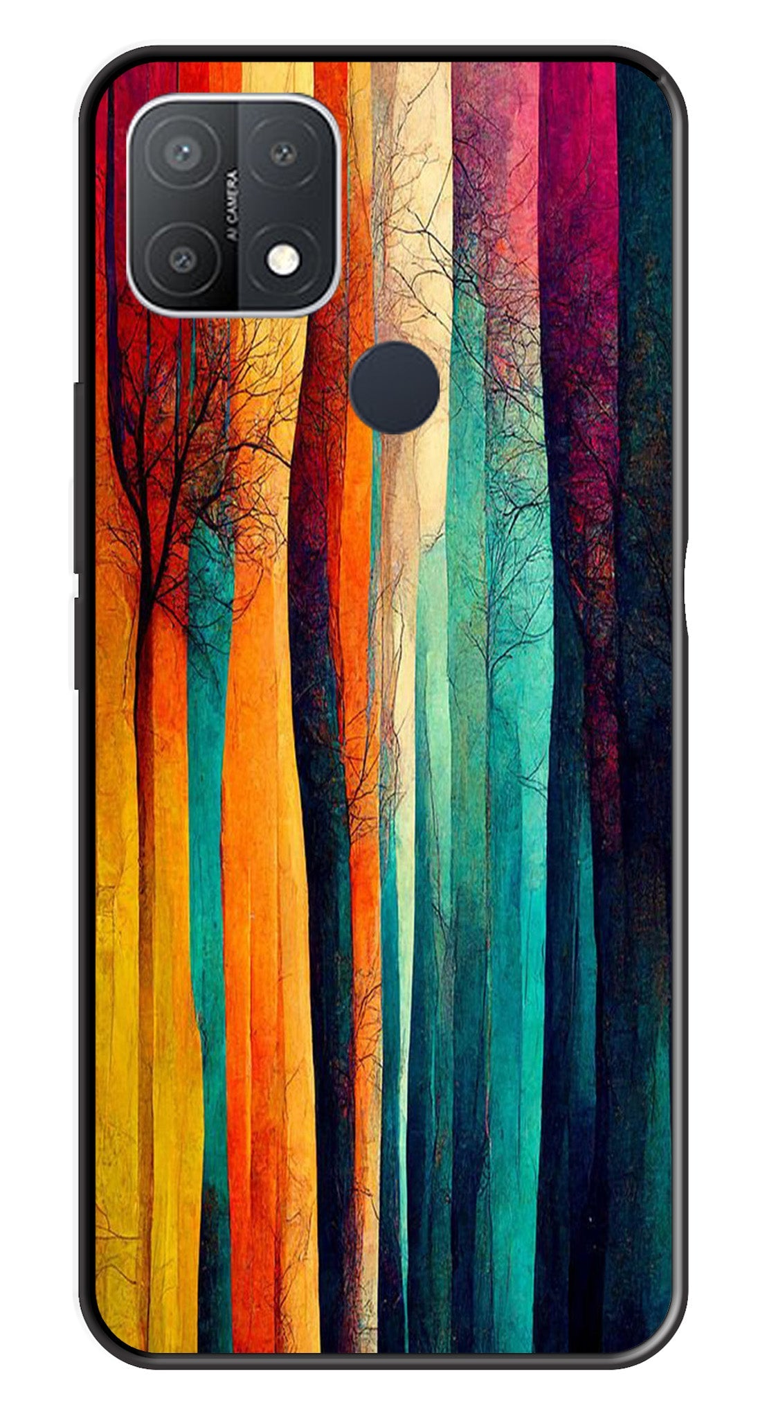 Modern Art Colorful Metal Mobile Case for Oppo A15   (Design No -47)