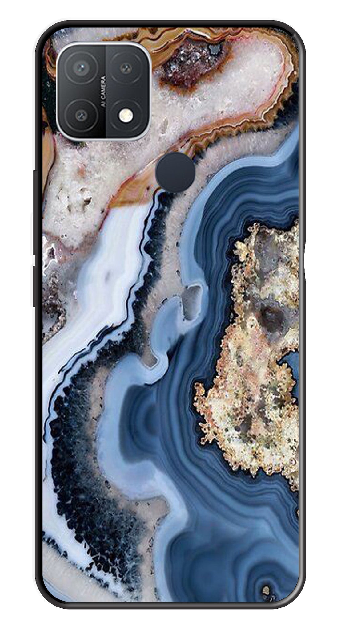 Marble Design Metal Mobile Case for Oppo A15   (Design No -53)
