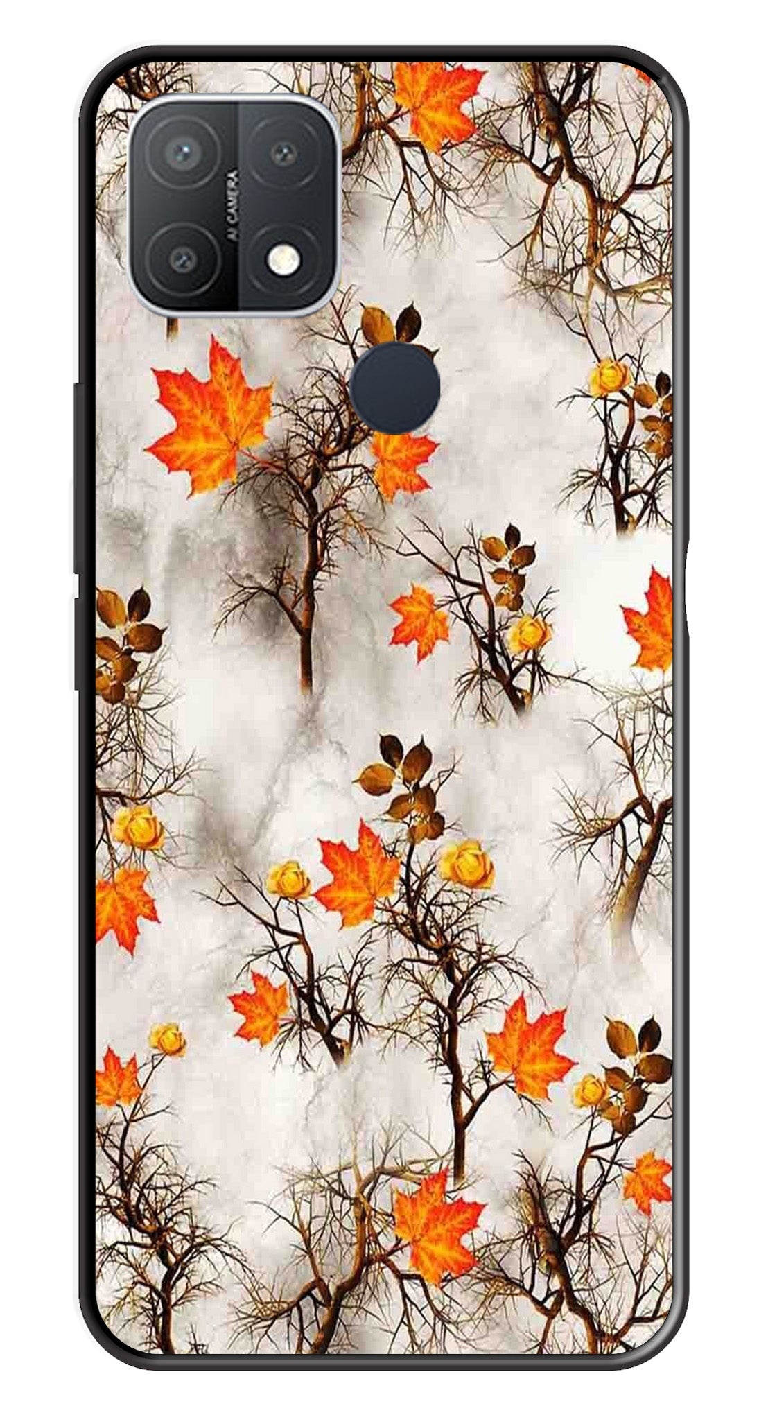 Autumn leaves Metal Mobile Case for Oppo A15   (Design No -55)