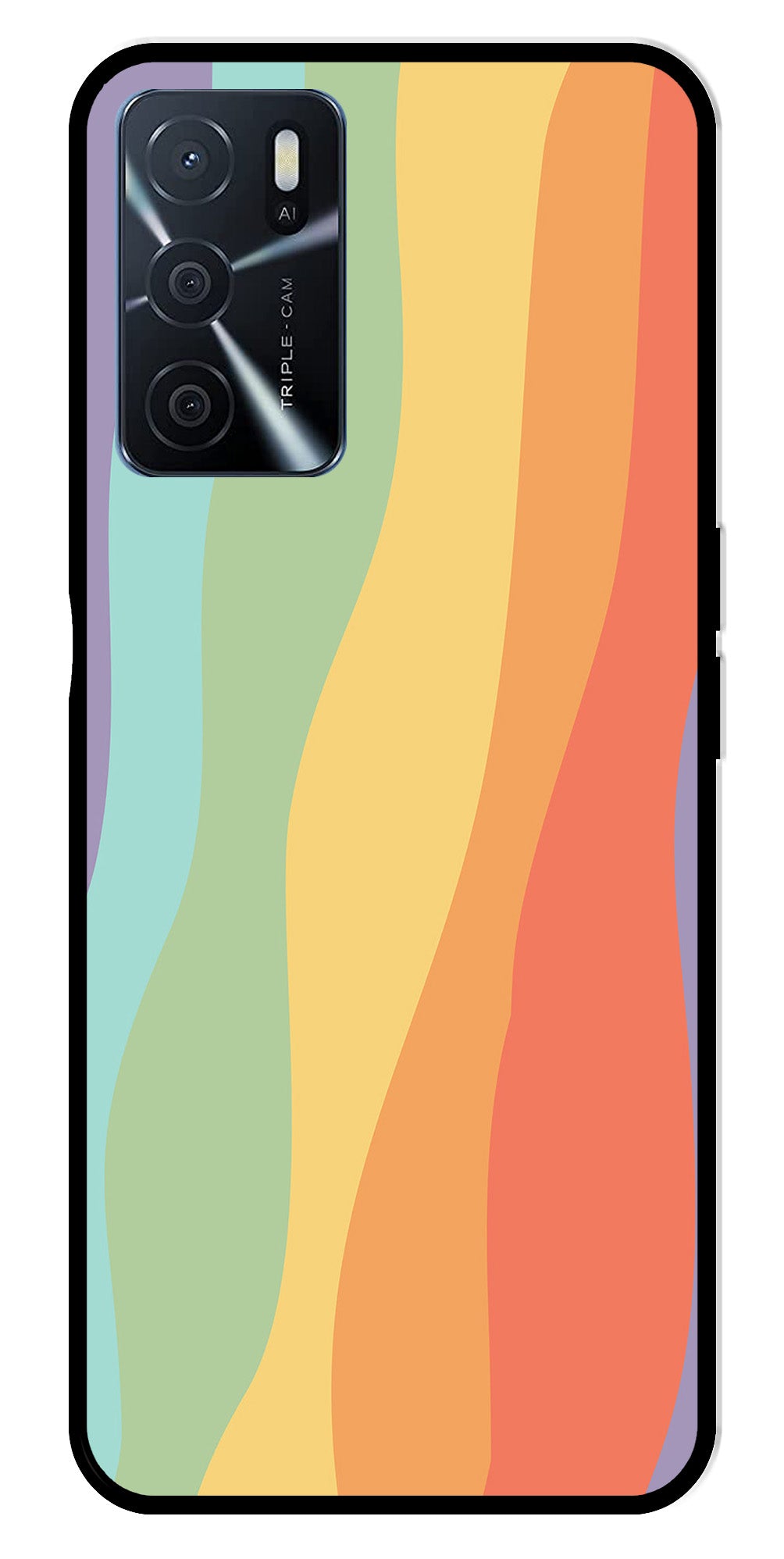 Muted Rainbow Metal Mobile Case for Oppo A16   (Design No -02)