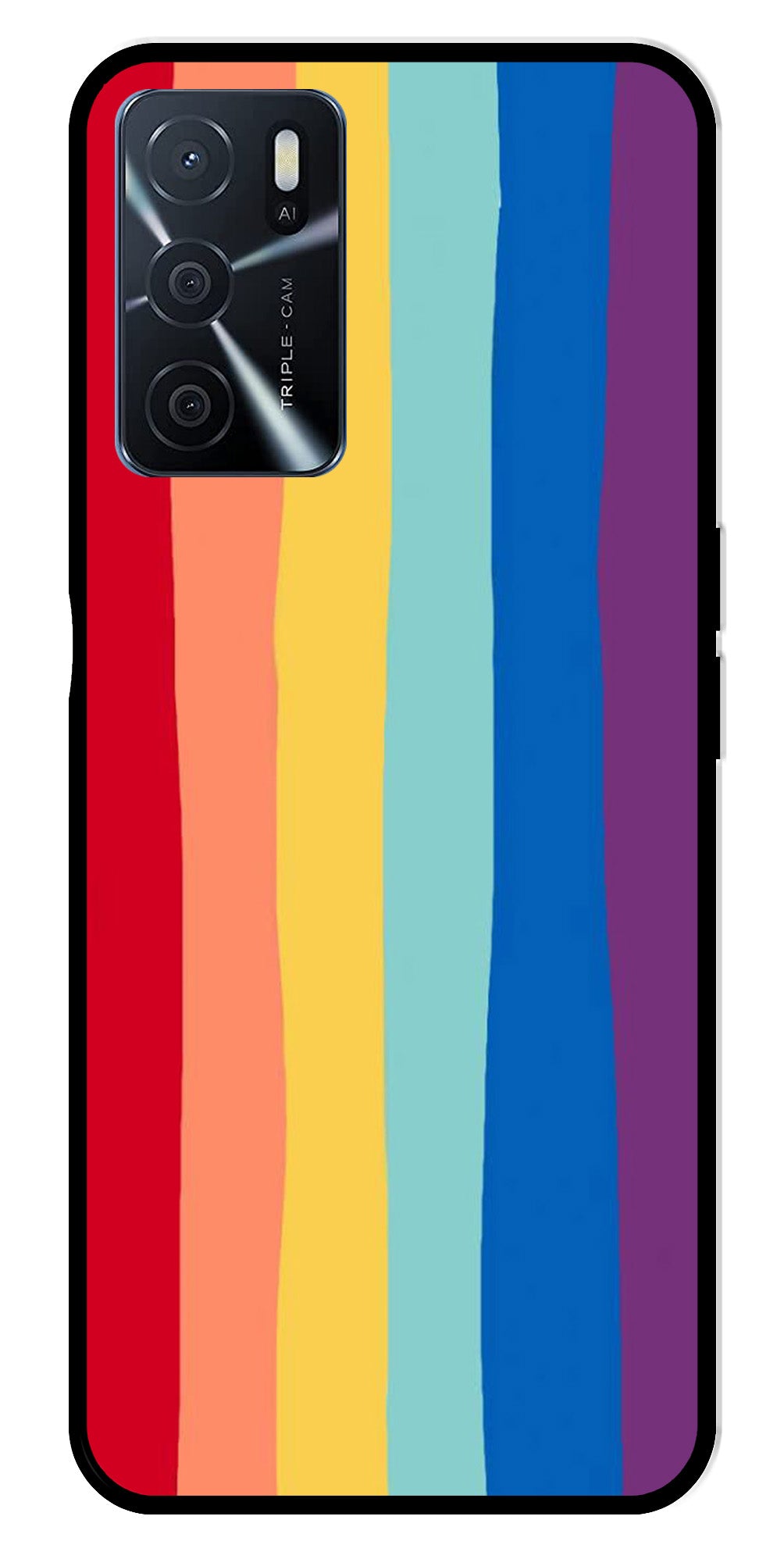 Rainbow MultiColor Metal Mobile Case for Oppo A16   (Design No -03)