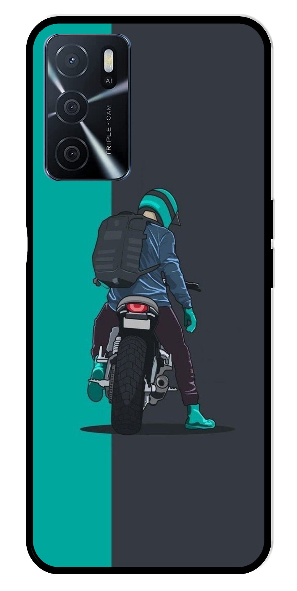 Bike Lover Metal Mobile Case for Oppo A16   (Design No -05)